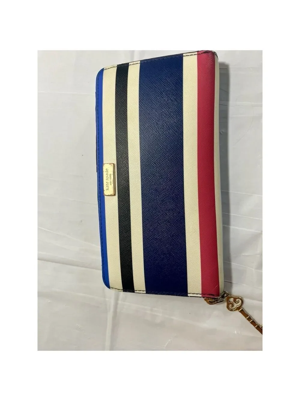 Kate Spade Laurel Way Neda Cruise Stripe Zip Around Accordion Wallet Clutch
